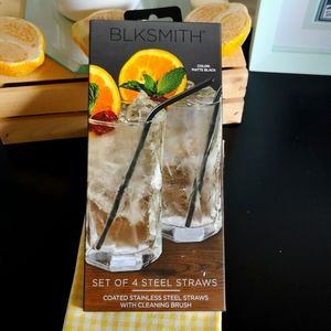 Matte black reusable straws, BNIB